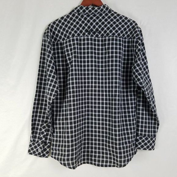 Mojo Sports Wear Mens Shirt Medium Black Plaid Long Sleeve Fishing Button Down - Picture 2 of 10